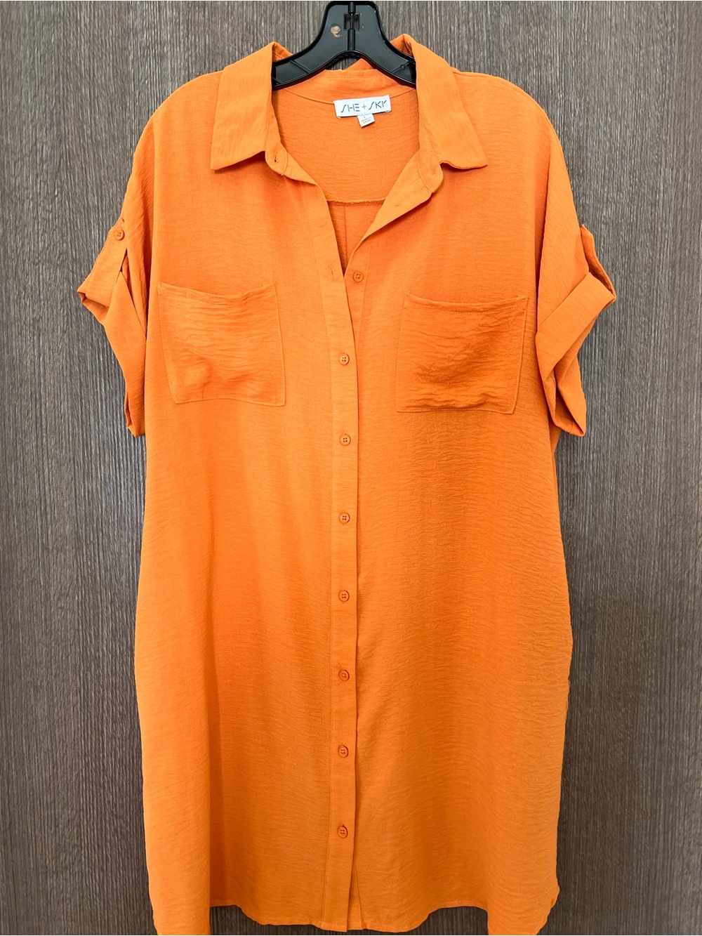 She + Sky Crinkle Fabric Dress/Coverup